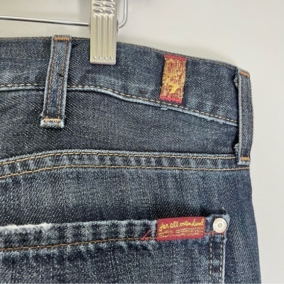 7 For All Mankind Men’s Austyn Straight Leg Distressed Jeans Medium Wash Blue 38 - Picture 6 of 9